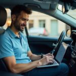 un chauffeur vtc qui travail avec Indy Comptabilité dans son véhicule
