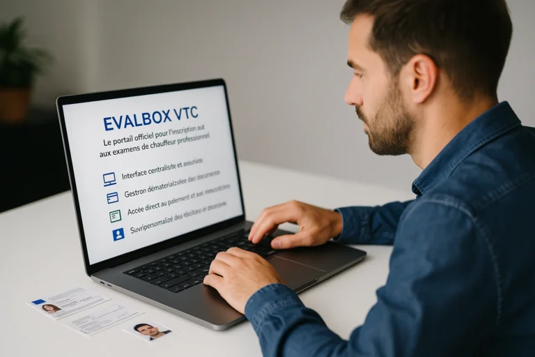 Un chauffeur VTC qui se connecte sur le portail de EvalBox