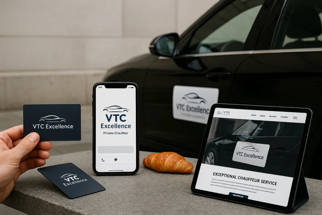 un exemple de logo VTC sur différents supports