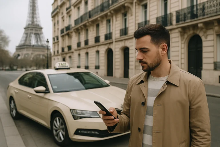 un client qui vient de commandé un taxi autour de lui