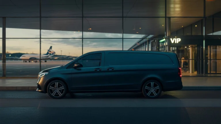le van d'un chauffeur VTC en attente à l'aéroport de Roissy
