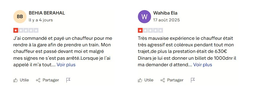 Avis récent sur Heetch visible sur Trustpilot