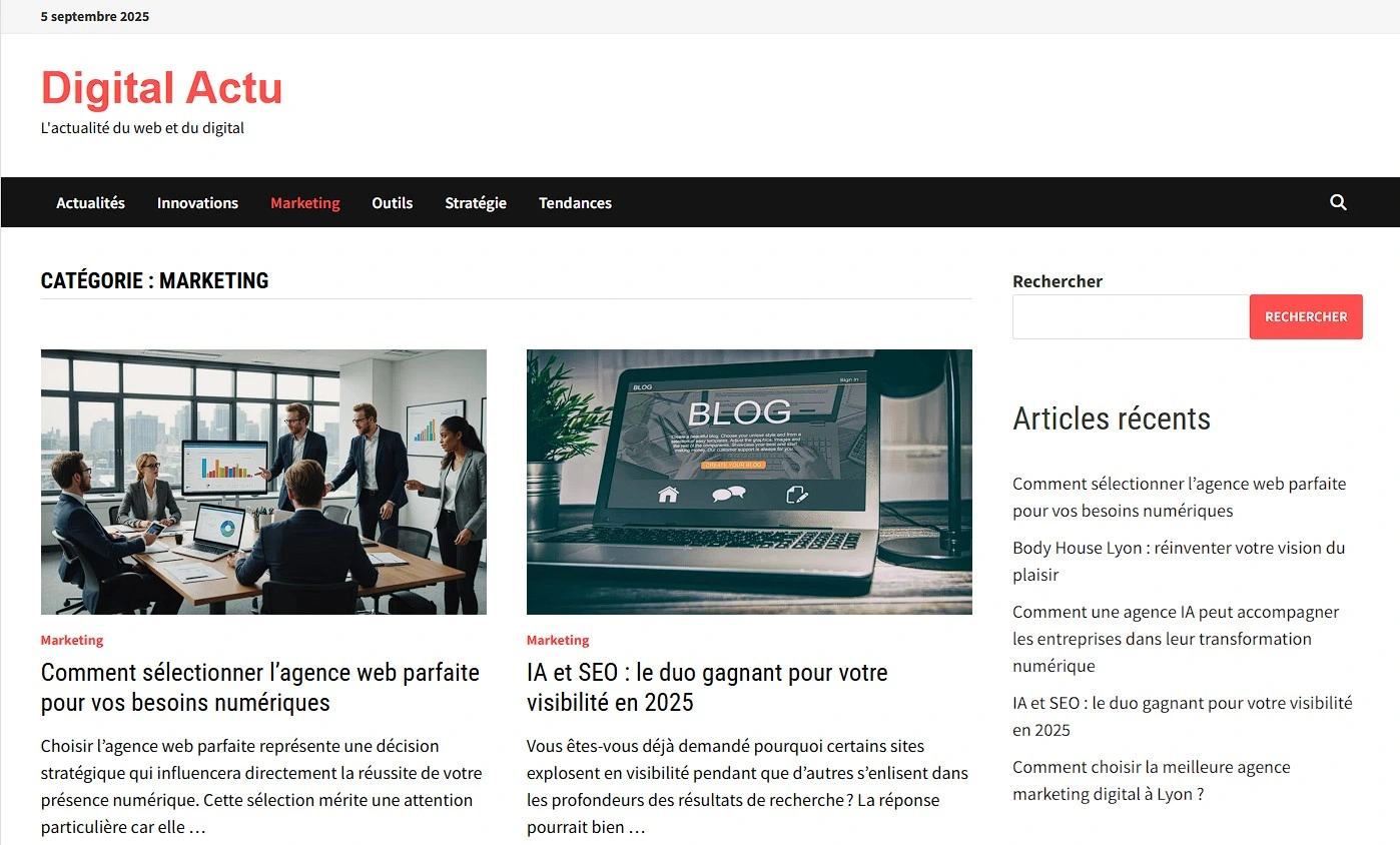 interface web de digital-actu.fr