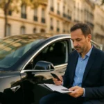 un chauffeur vtc qui fait ses frais kilométrique pour les impôts​