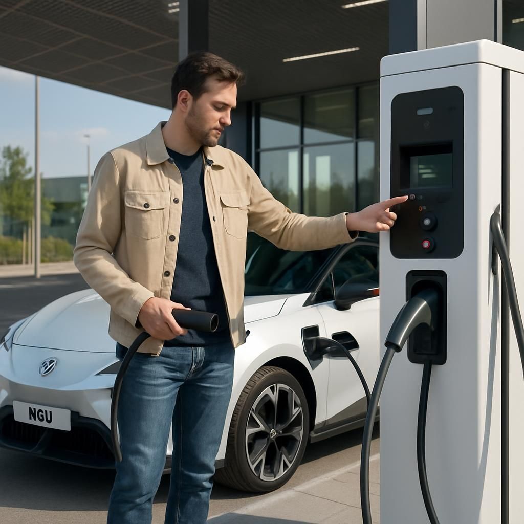 Standard 51 kWh branché à une borne de recharge rapide