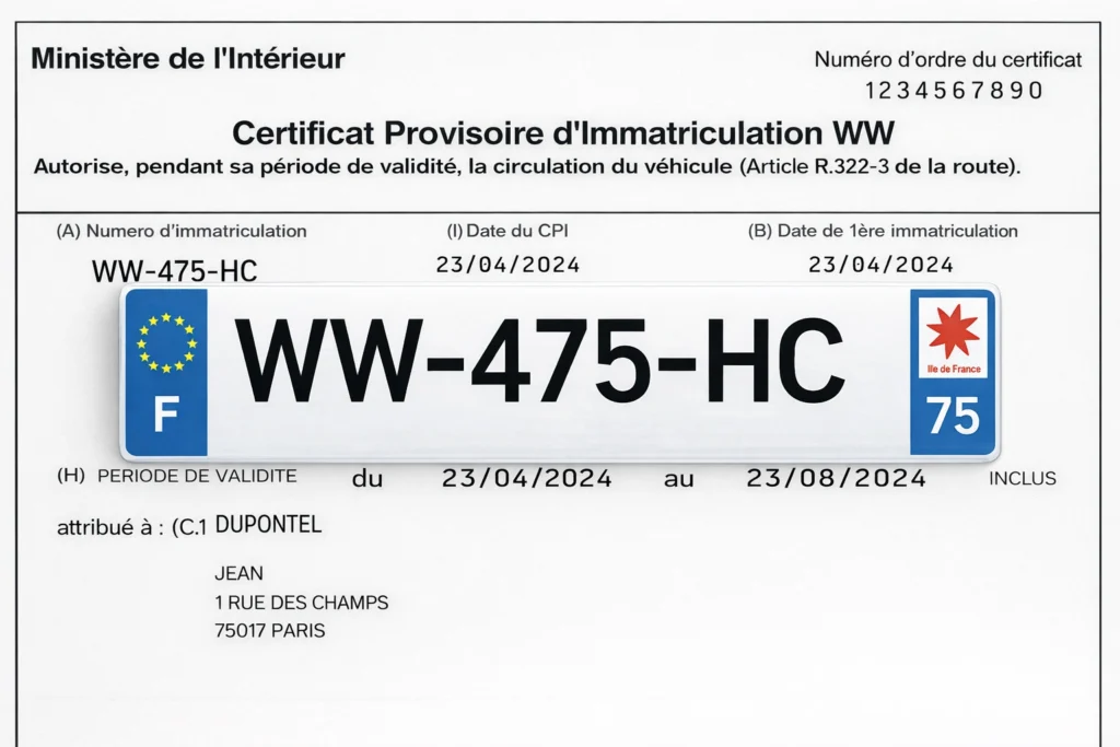 plaque immatriculation ww