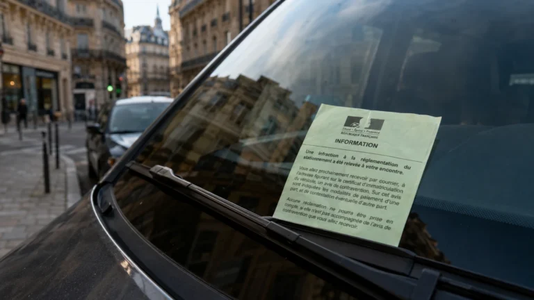 Papier vert amende stationnement