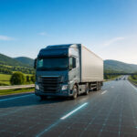 Camion moderne sur autoroute europeenne