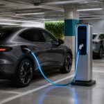 Recharge electrique dans un parking moderne