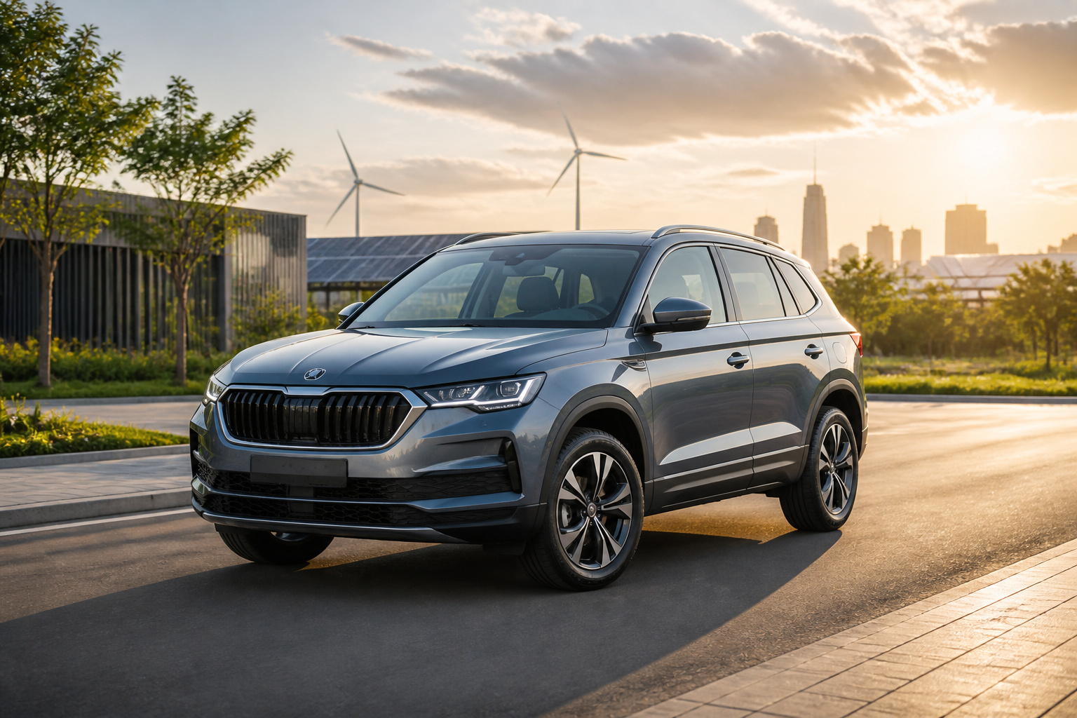 Suv moderne au soleil couchant